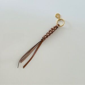Gerard Darel Brown Leather Keychain with Gold Accent